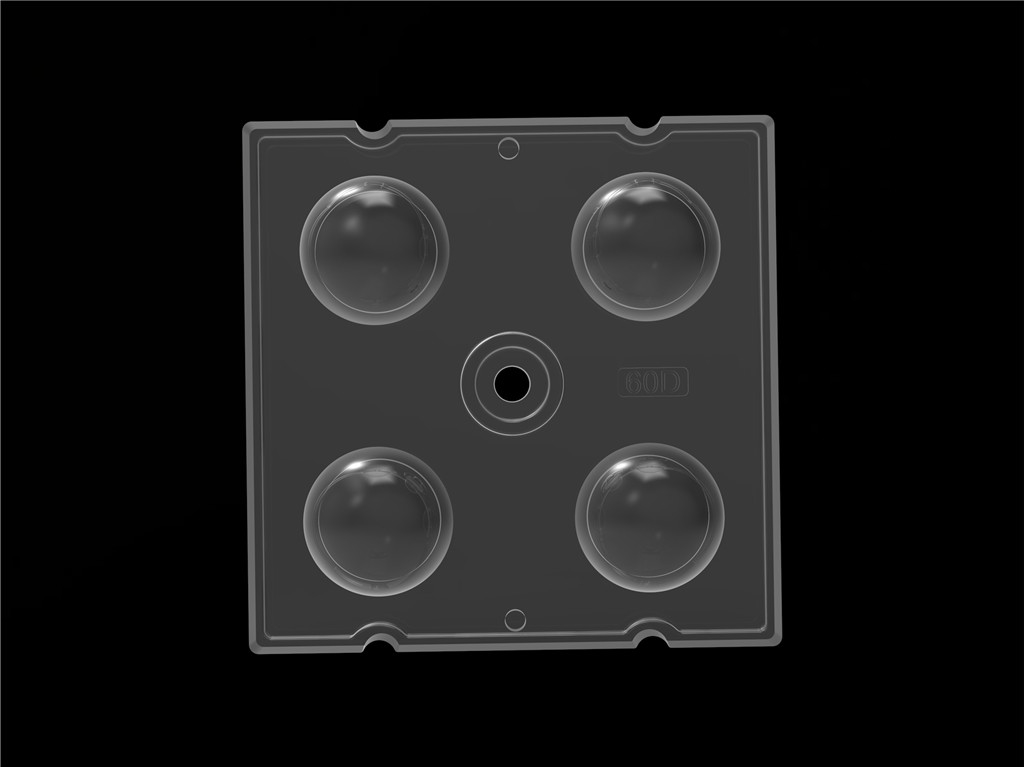 50*50mm 60 Grau 4 em 1 LED Lente de luz PC Material para iluminação de inundação SMD7070/ 5050/4*3030 LED