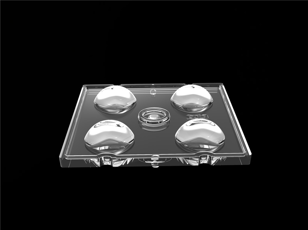 50*50mm 90 graus 4 em 1 LED Lente de luz PC Material para iluminação de inundação SMD7070/ 5050/4*3030 LED