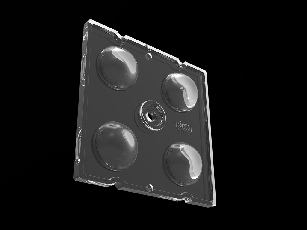 50*50mm 90 graus 4 em 1 LED Lente de luz PC Material para iluminação de inundação SMD7070/ 5050/4*3030 LED
