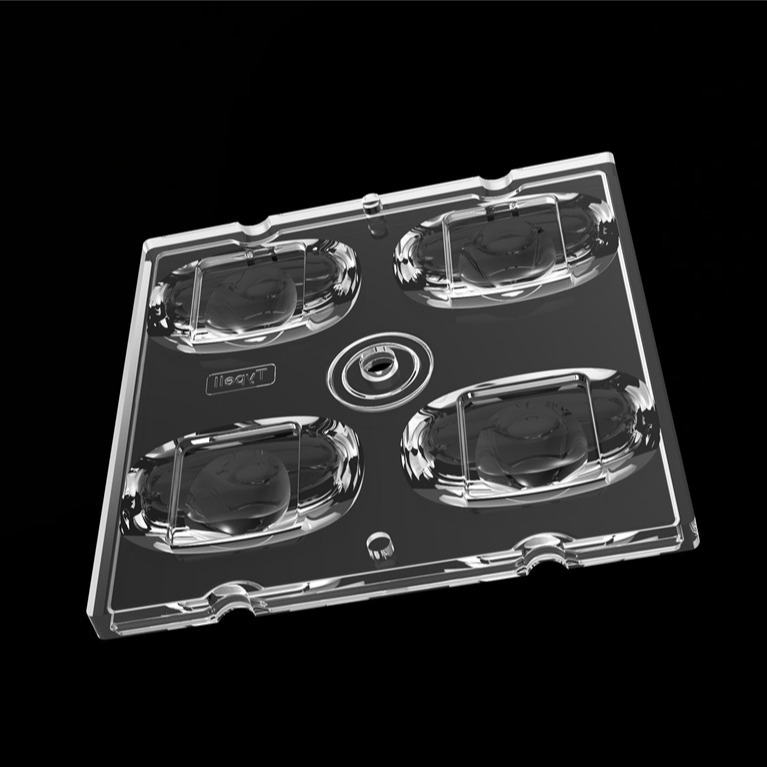 50*50mm TYPE2 Asímetrico 4 em 1 LED Lente de luz PC Material para iluminação de inundação SMD7070/ 5050/4*3030 LED