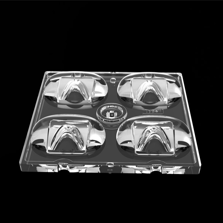 50*50mm TYPE2 Asímetrico 4 em 1 LED Lente de luz PC Material para iluminação de inundação SMD7070/ 5050/4*3030 LED