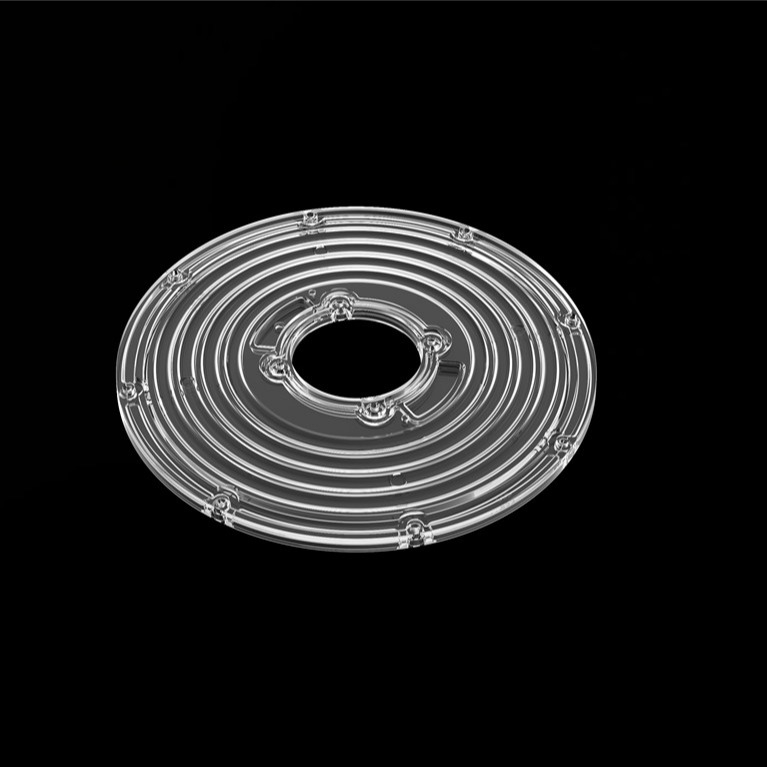 Lente de módulo redondo de 206 mm de diâmetro para luz UFO de alta baía Lente de 90 graus φ206mm PC Lente LED